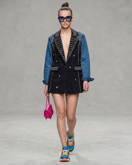 BYMANYC ® New York | Patchwork Denim Blazer Studded | Black/Blue