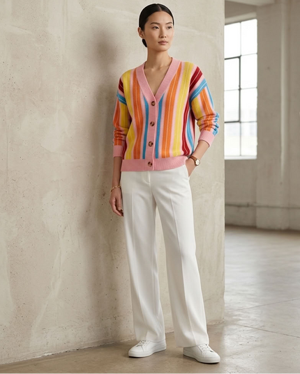 BYMANYC ® New York | Strickcardigan Rainbow Stripe | Pink