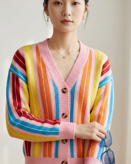BYMANYC ® New York | Strickcardigan Rainbow Stripe | Pink