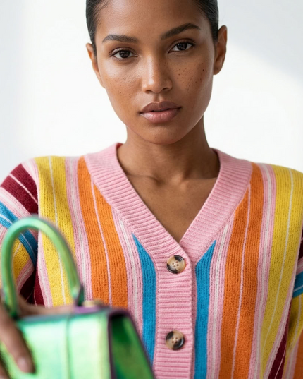 BYMANYC ® New York | Strickcardigan Rainbow Stripe | Pink