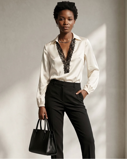 BYMANYC ® New York | Soho Lace V-Neck Bluse | Ivory