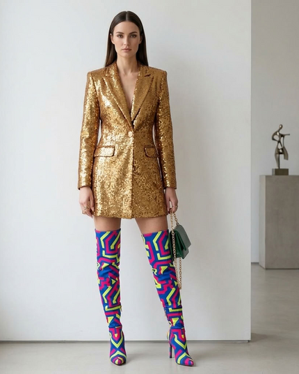 BYMANYC ® New York | Midtown Gold Sequin Blazer | Gold