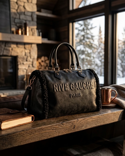 Grand cabas douillet en fausse fourrure motif vache avec anse rigide, disponible en 3 coloris