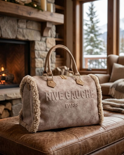 Grand cabas douillet en fausse fourrure motif vache avec anse rigide, disponible en 3 coloris