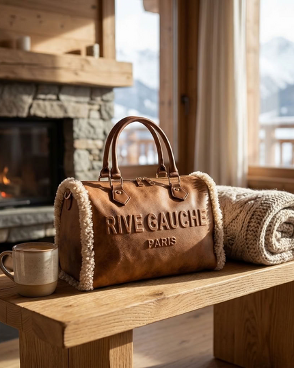 Grand cabas douillet en fausse fourrure motif vache avec anse rigide, disponible en 3 coloris