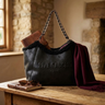 BIG cuddly shopper fur bag with cow pattern and firm handle in 3 colors 
