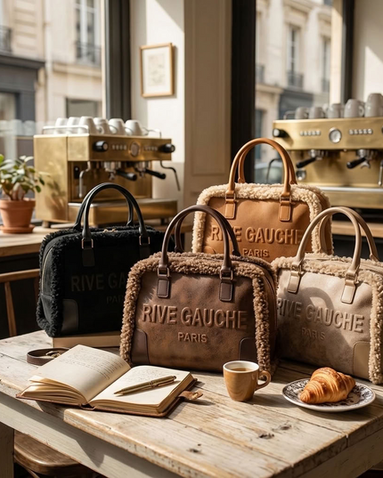 Vimoda Paris | Rive Gauche Handtasche | Wildlederoptik mit Teddyfell