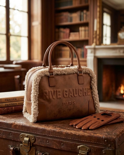 Vimoda Paris | Rive Gauche Handtasche | Wildlederoptik mit Teddyfell