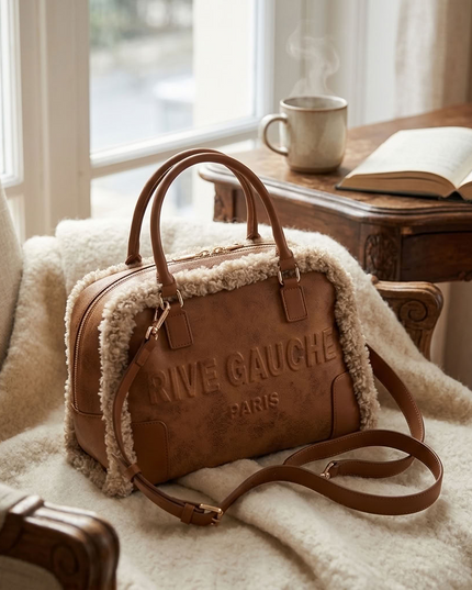 Vimoda Paris | Rive Gauche Handtasche | Wildlederoptik mit Teddyfell