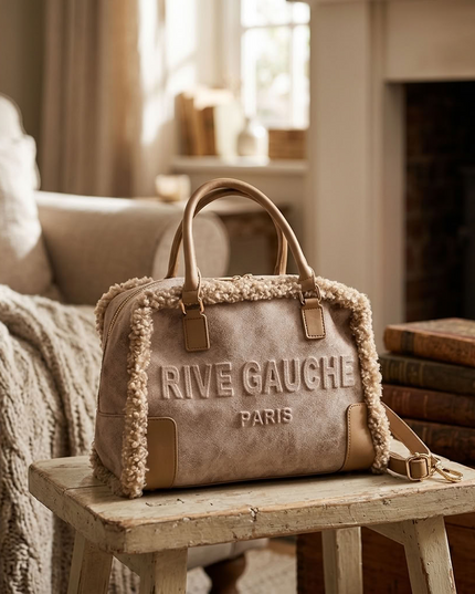 Vimoda Paris | Rive Gauche Handtasche | Wildlederoptik mit Teddyfell