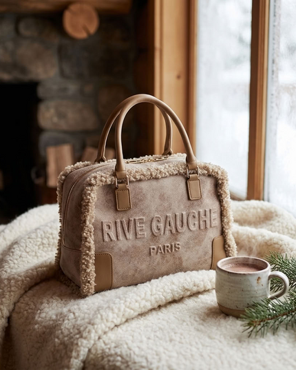 Vimoda Paris | Rive Gauche Handtasche | Wildlederoptik mit Teddyfell