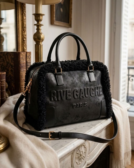Vimoda Paris | Rive Gauche Handtasche | Wildlederoptik mit Teddyfell