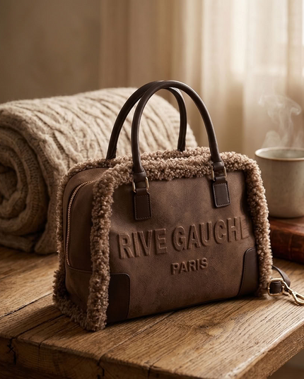 Vimoda Paris | Rive Gauche Handtasche | Wildlederoptik mit Teddyfell