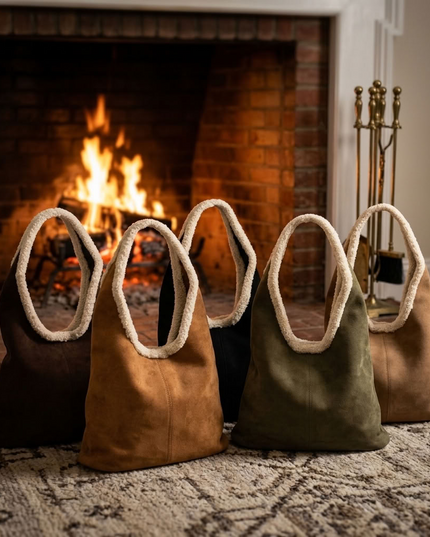 BIG cuddly shopper fur bag with cow pattern and firm handle in 3 colors 