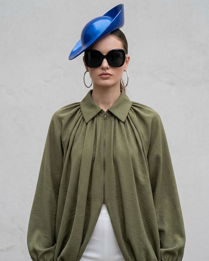 BYMANYC | Oversize-Blusenjacke mit Reissverschluss | Olivgrün