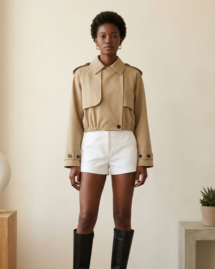 BYMANYC ® New York | Soho kurze Jacke im Trench-Stil | Khaki