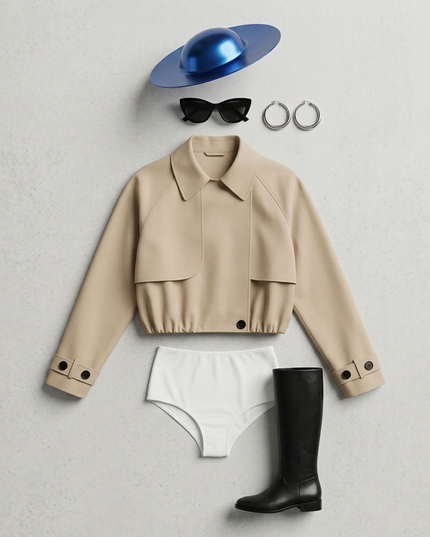 BYMANYC ® New York | Soho kurze Jacke im Trench-Stil | Khaki