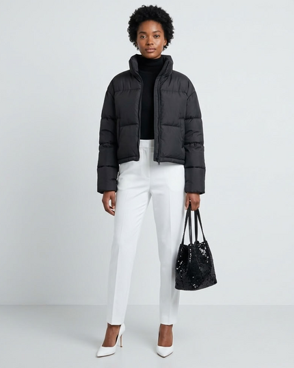 BYMANYC ® New York | Kurze Steppjacke mit Stehkragen | Schwarz