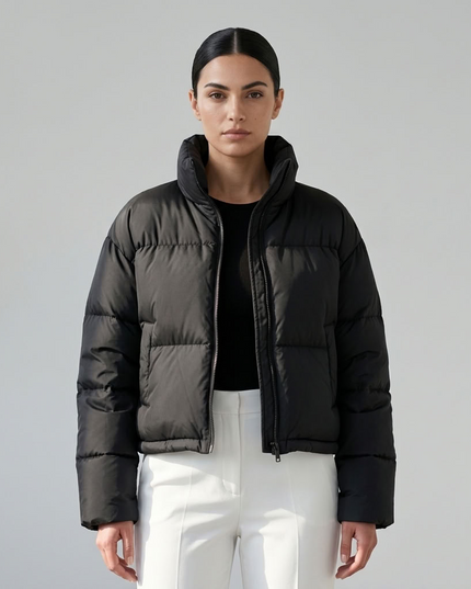 BYMANYC ® New York | Kurze Steppjacke mit Stehkragen | Schwarz