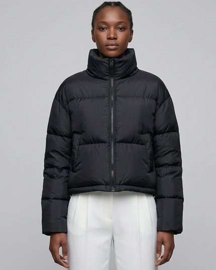 BYMANYC ® New York | Kurze Steppjacke mit Stehkragen | Schwarz