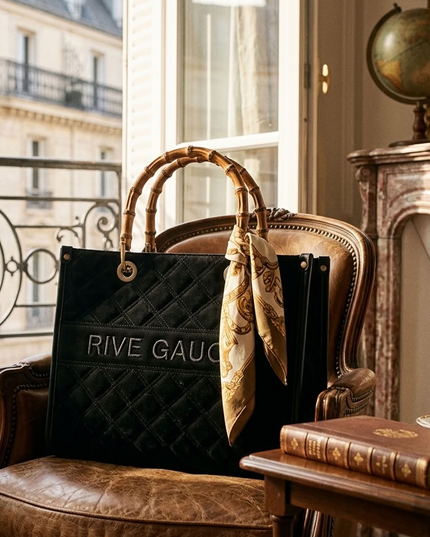 Vimoda Paris | RIVE GAUCHE gesteppte Handtasche mit Bambusgriffen | Multicolor