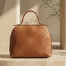 ZEEN | NOA Ledertasche mit geprägtem Flechtmuster | Camel