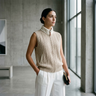 BYMANYC ® New York | Zopfstrickweste | Beige meliert