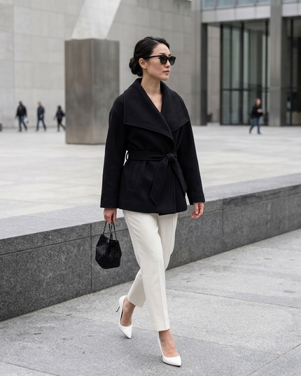 BYMANYC ® New York | Wollmischungs-Kurzmantel | Schwarz