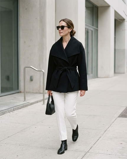 BYMANYC ® New York | Wollmischungs-Kurzmantel | Schwarz
