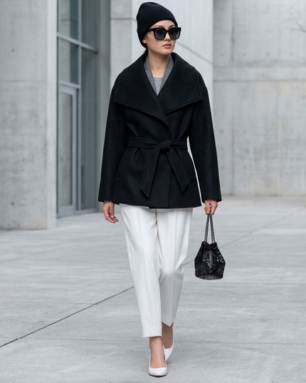 BYMANYC ® New York | Wollmischungs-Kurzmantel | Schwarz