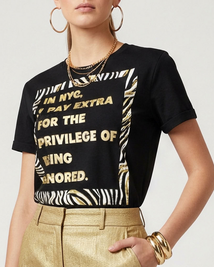 BYMANYC ® New York | Being Ignored NYC T-Shirt mit Goldprint | Schwarz