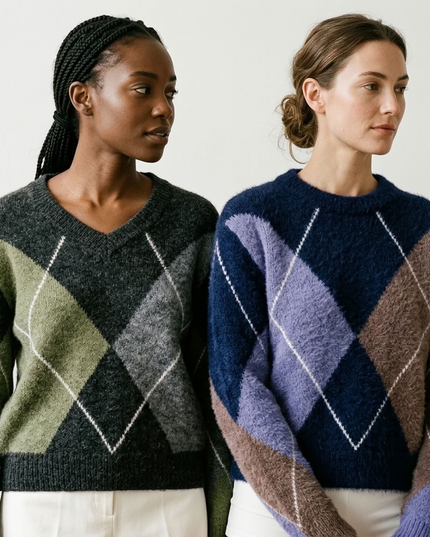 BYMANYC ® New York | SOHO Strickpullover mit Argyle-Muster | Multicolor
