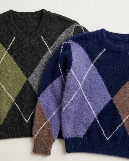 BYMANYC ® New York | SOHO Strickpullover mit Argyle-Muster | Multicolor