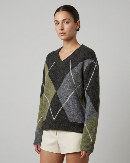 BYMANYC ® New York | SOHO Strickpullover mit Argyle-Muster | Multicolor