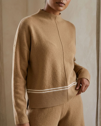 BYMANYC ® New York | NOHO Gestreifter Strick-Zweiteiler | Camel