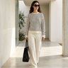 BYMANYC ® New York | MIDTOWN Gestreifter Strick-Zweiteiler | Apricot