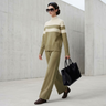 BYMANYC ® New York | TRIBECA Strick-Zweiteiler mit Stehkragen | Camel