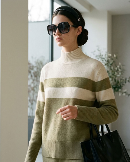 BYMANYC ® New York | TRIBECA Strick-Zweiteiler mit Stehkragen | Camel