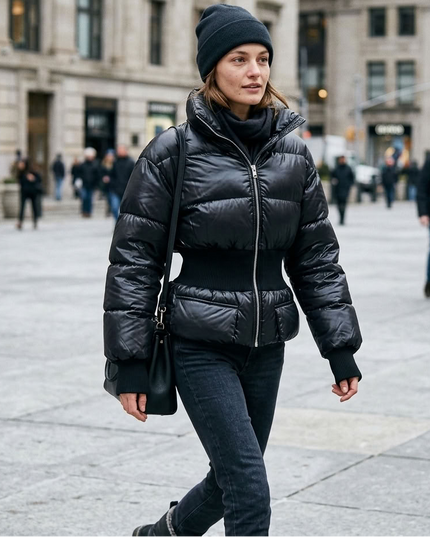 BYMANYC ® New York | NOHO Steppjacke mit elastischer Taille | Schwarz