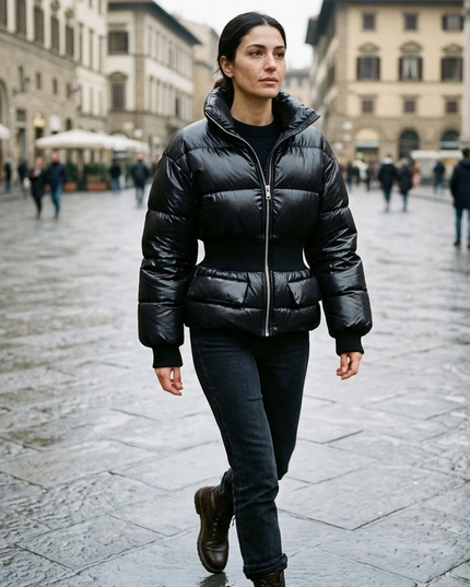 BYMANYC ® New York | NOHO Steppjacke mit elastischer Taille | Schwarz