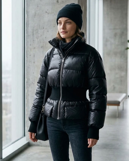 BYMANYC ® New York | NOHO Steppjacke mit elastischer Taille | Schwarz