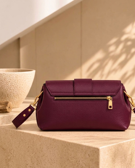 ZEEN | Noemi Handtasche aus genarbtem Leder | Bordeaux