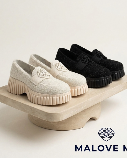 Paris Tweed Platform Loafers | Black / Ivory