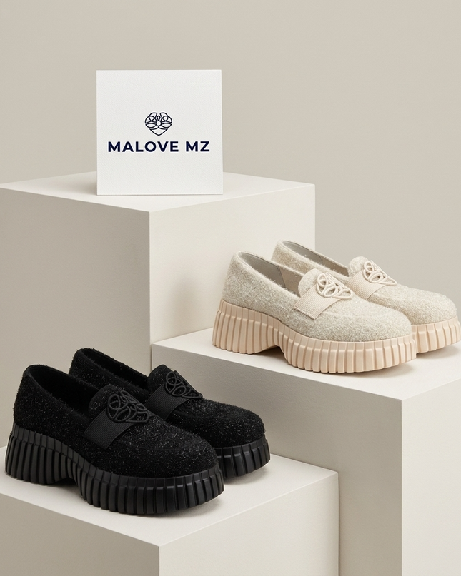 Paris Tweed Platform Loafers | Black / Ivory