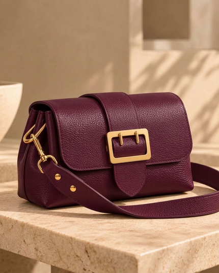 ZEEN | Noemi Handtasche aus genarbtem Leder | Bordeaux