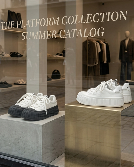 Masoomake Damen Platform Sneaker – Chunky Ribbed Sole Leder
