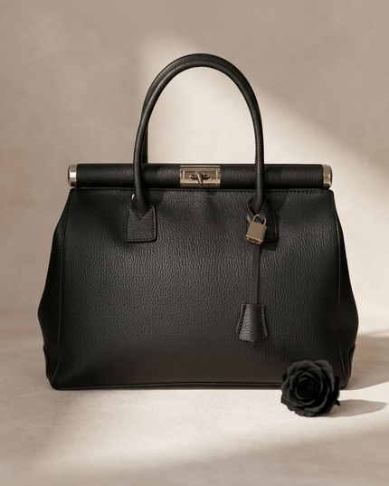 ZEEN | NORA Schwarz | Dollaro-Ledertasche | Made in Italy