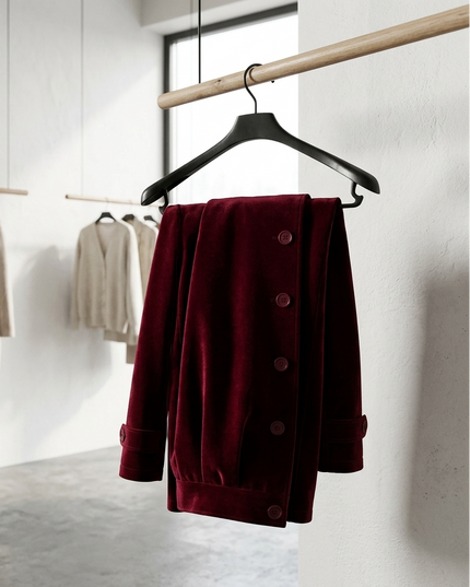 💟 UPPER EAST SIDE Vintage Velvet Jacke | Wine Red