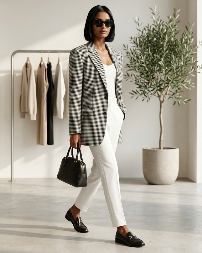 FINANCIAL DISTRICT Damen Blazer | Black White | COUTURE in NY