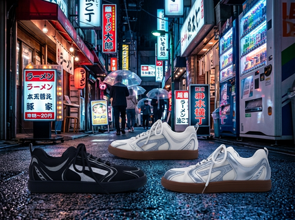 Damen Flache Technical Mesh Tokyo Sneakers – Graphic Panel Trainer
